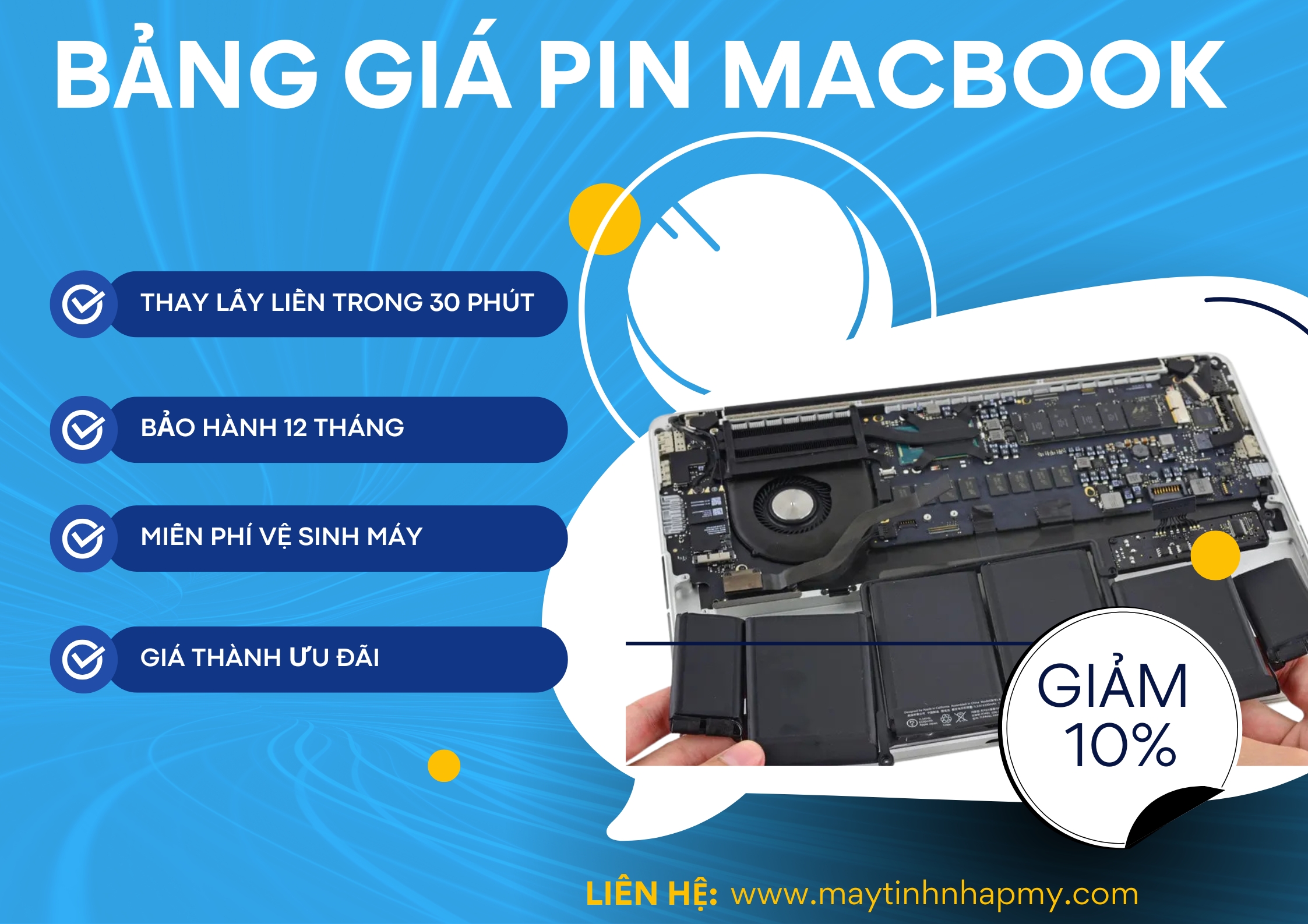 Bảng Giá Thay Pin Macbook Chính Hãng Giá Tốt Tháng 11/2025